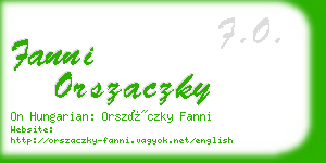 fanni orszaczky business card